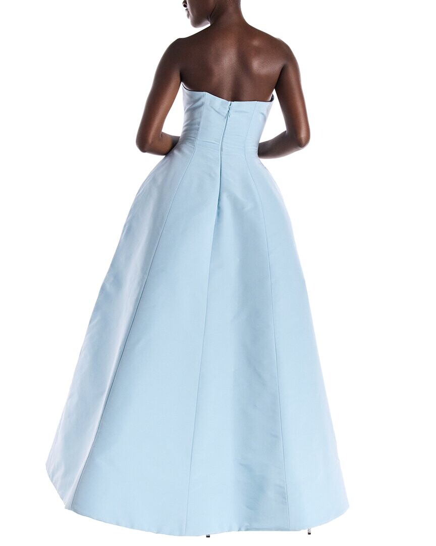 

Monique Lhuillier Шелковое платье без бретелек Faille High Low, цвет Sky Blue