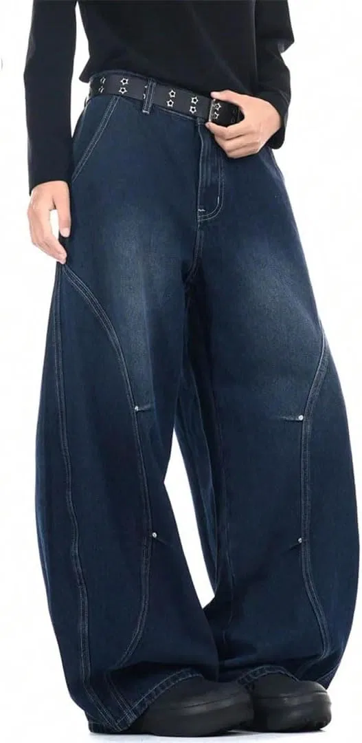 Джинсы свободные Men's Retro Wide Leg Jeans, A C — фото 3