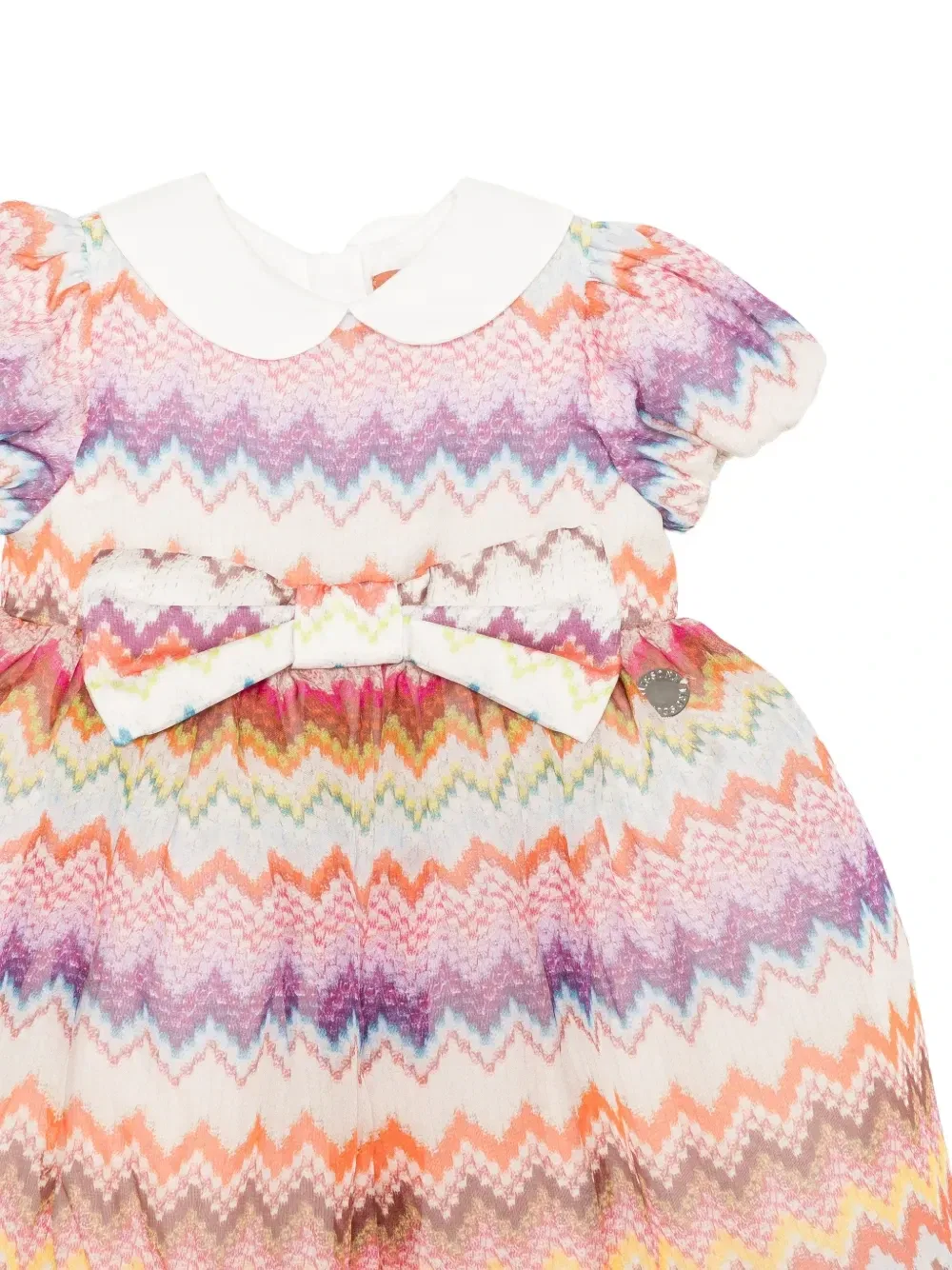 Платье с бантом и узором «зигзаг» Missoni Kids, белый — фото 3
