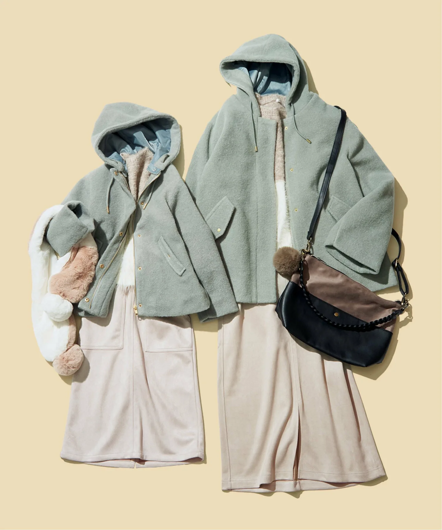 Двустороннее пальто с капюшоном из букле (110-160 см) Ikka, Mint green — фото 3
