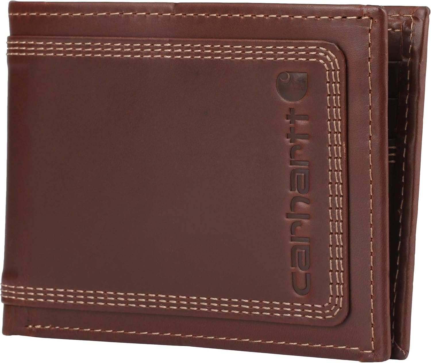 

Кошелек Carhartt Men’s Leather Triple Stitch, прочная кожа Full-Grain, стили Bifold, Trifold и Rodeo, Brown (Passcase)