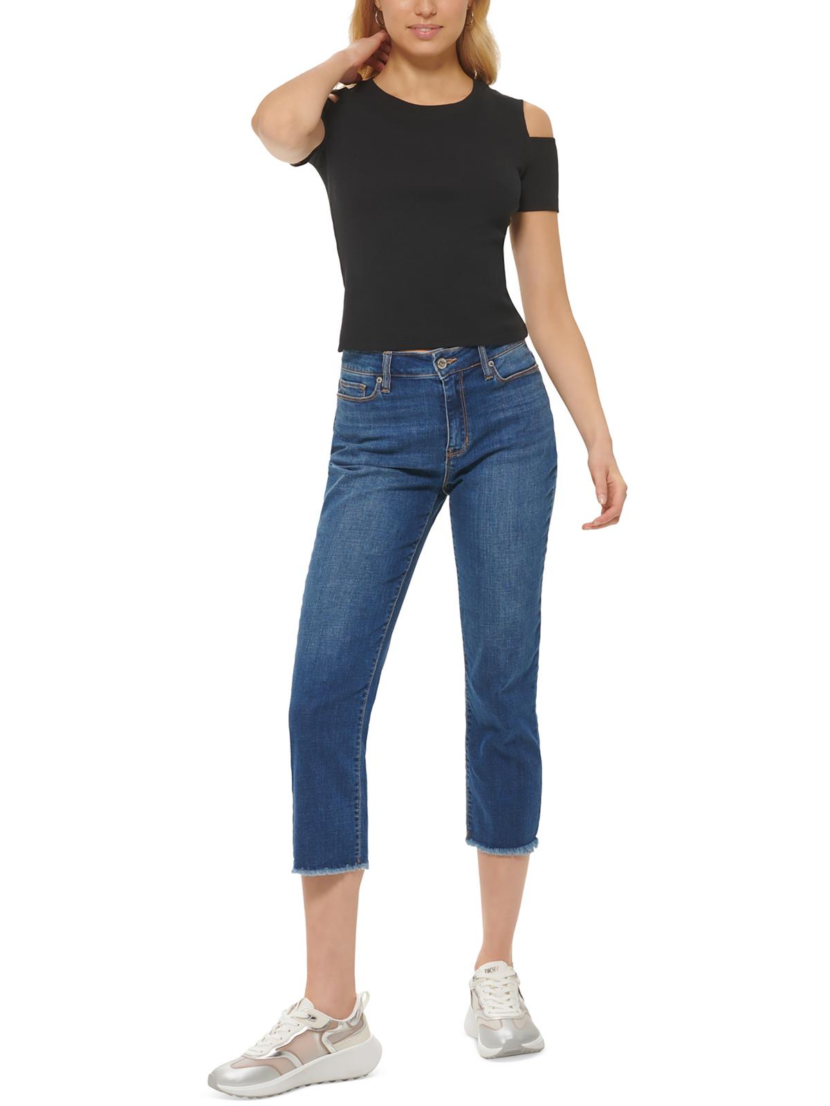 

Женская футболка с круглым вырезом и вырезом DKNY Jeans, черный