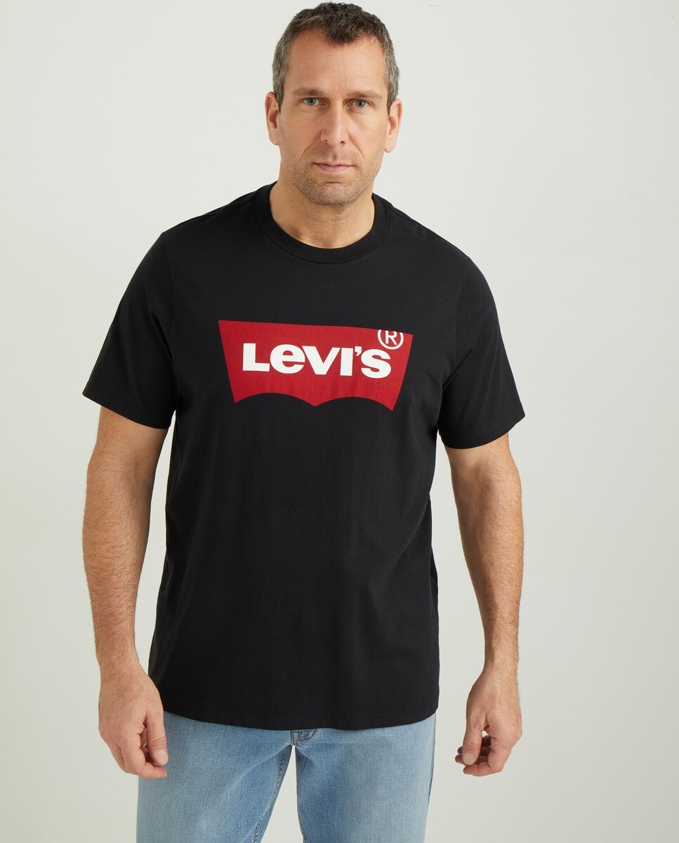 Мужская черная футболка с короткими рукавами больших размеров Levi's, черный — фото 2