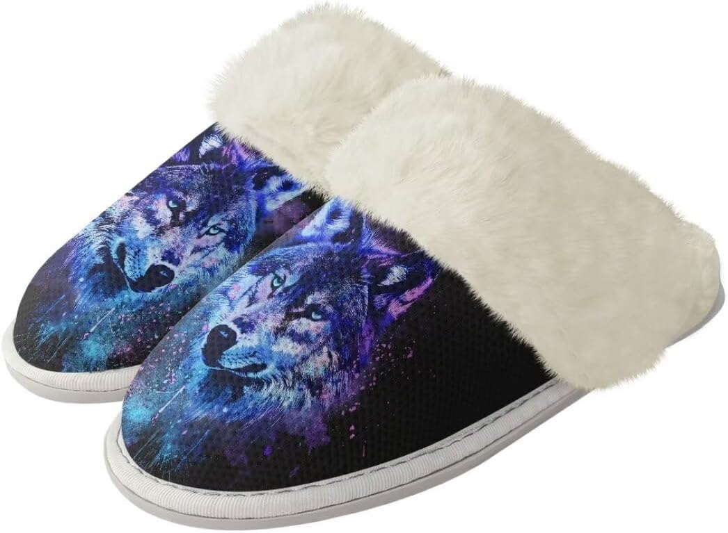 

Мягкие домашние тапочки с нескользящей подошвой для женщин и мужчин, унисекс Xixirimido, Wolf Print