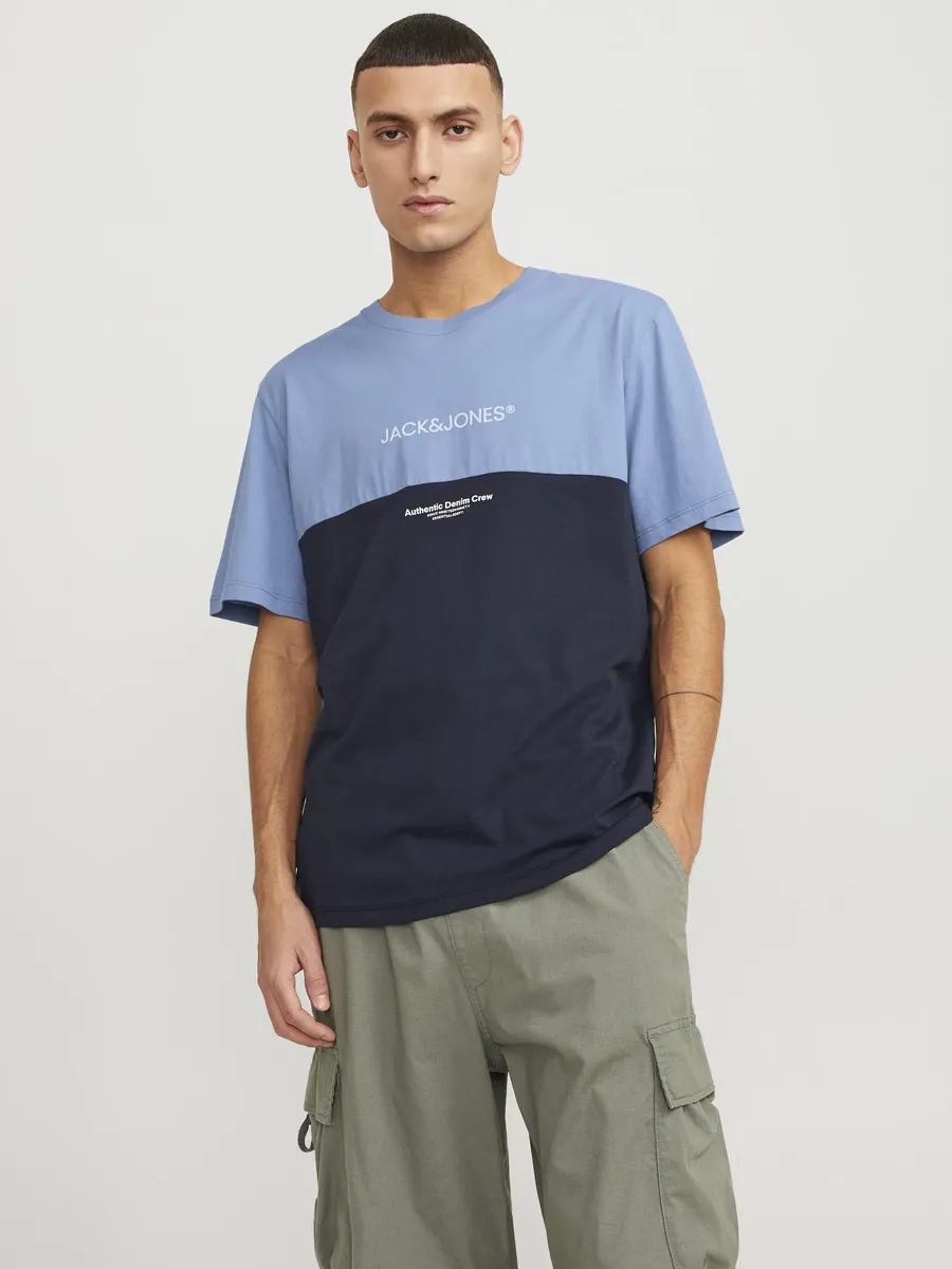 

Рубашка с короткими рукавами Jack & Jones "JJERYDER BLOCKING TEE SS LN", цвет Pacific Coast