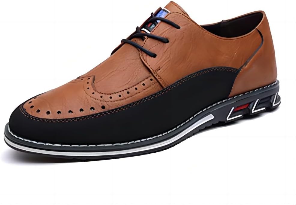 

Мужские повседневные оксфорды для бизнеса, модные кожаные туфли, комфортные для ходьбы, классические, с регулируемой посадкой Asifn, оранжевый