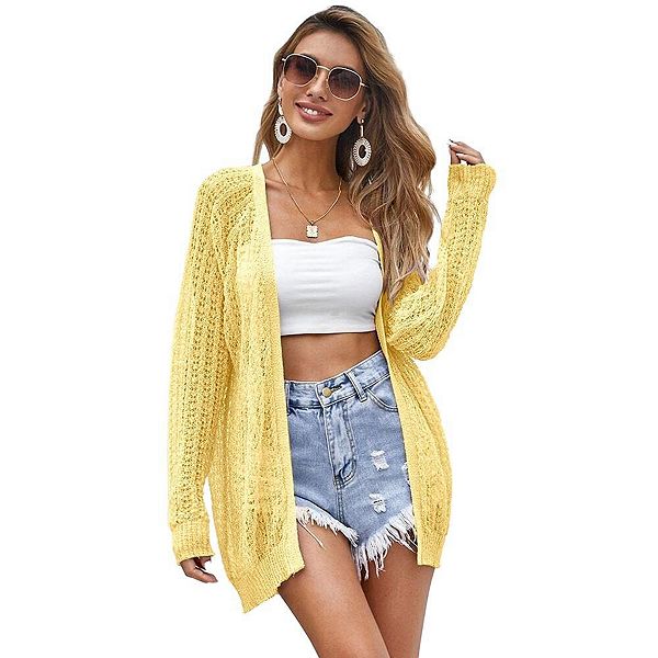 

Женский кардиган с длинным рукавом из легкого кружева Seoria, Yellow