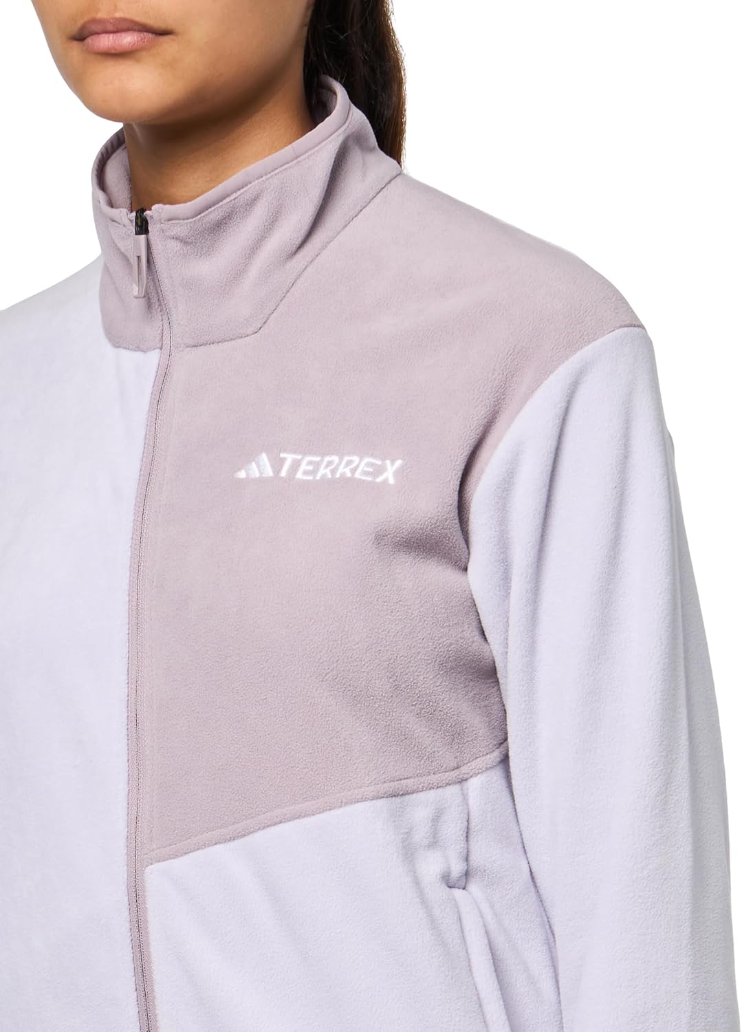 Женская флисовая куртка Adidas Terrex Multi со вставкой на молнии, серый — фото 3