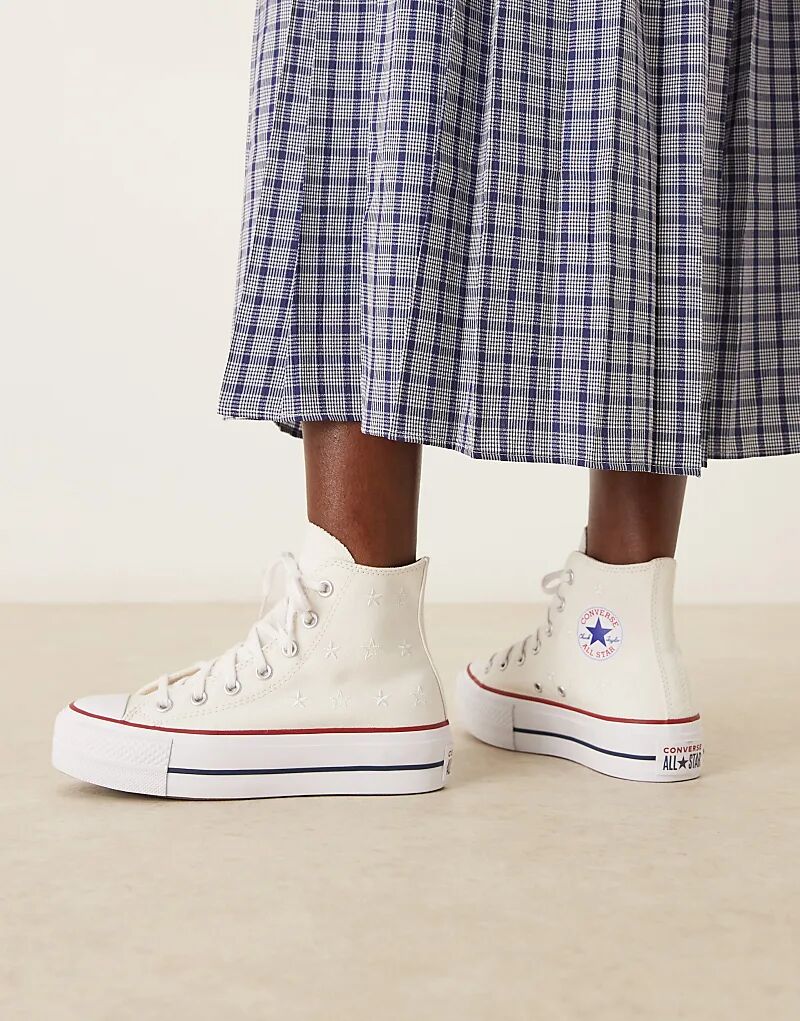 Кроссовки Converse Chuck Taylor All Star Hi Lift белого цвета с вышитыми звездами