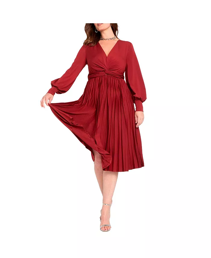 

Женское платье-юбка с узлом спереди и плиссировкой Eloquii, красный