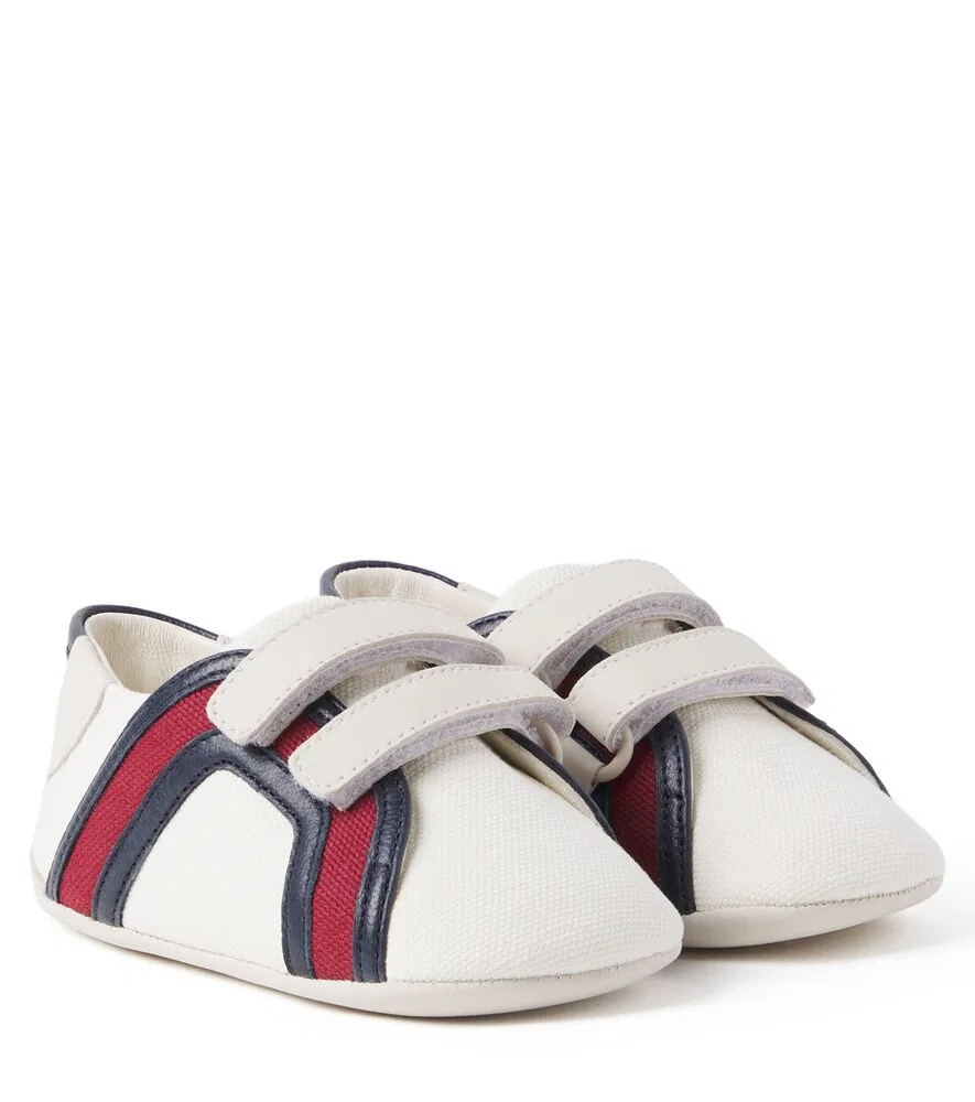 Детские кеды из парусины с замшевой отделкой Gucci Kids, белый