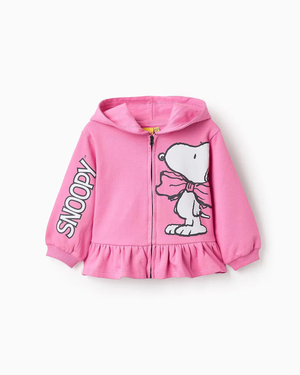

Толстовка для девочки из 100% хлопка с принтом Snoopy с начесом Zippy, розовый