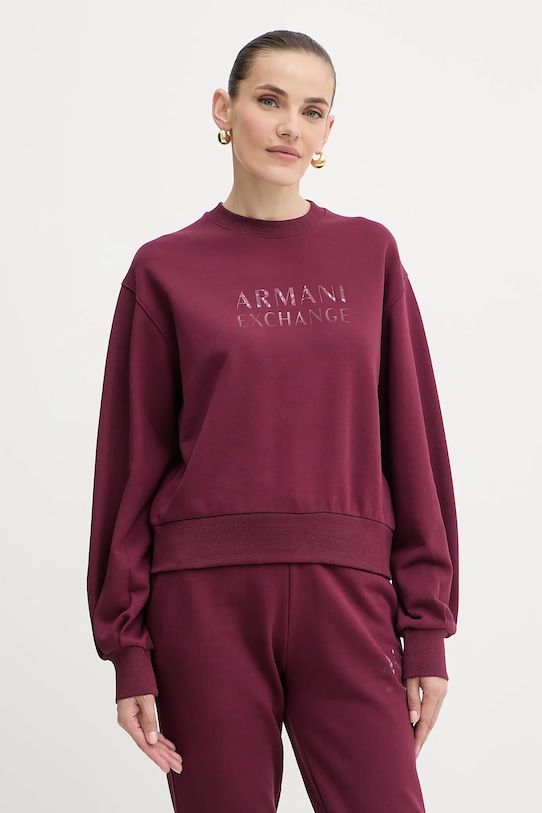 

Хлопковая блузка Armani Exchange, бордовый