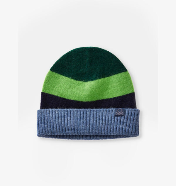 

Полосатая вязаная шапка-бини 1-6 лет Benetton, синий