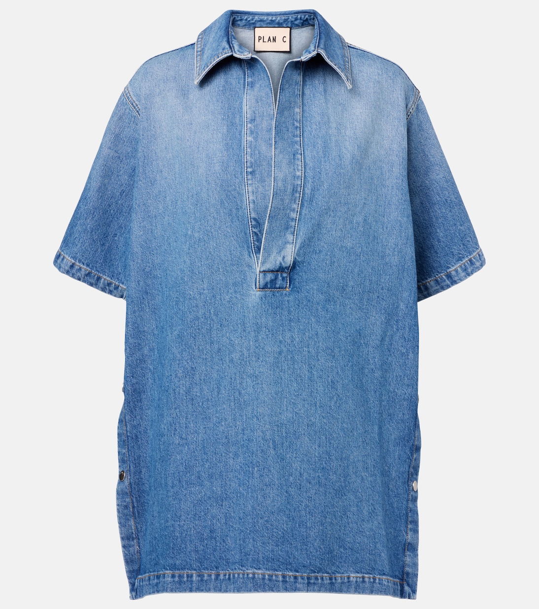 

Рубашка джинсовая оверсайз Plan C, индиго