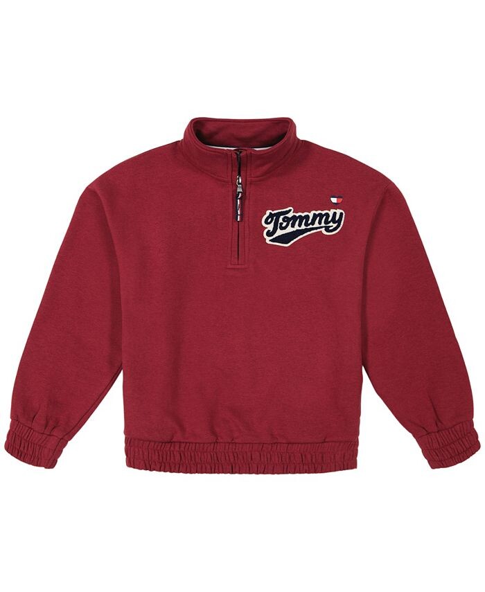 

Флисовый свитшот с молнией на четверть для больших девочек Tommy Hilfiger, красный