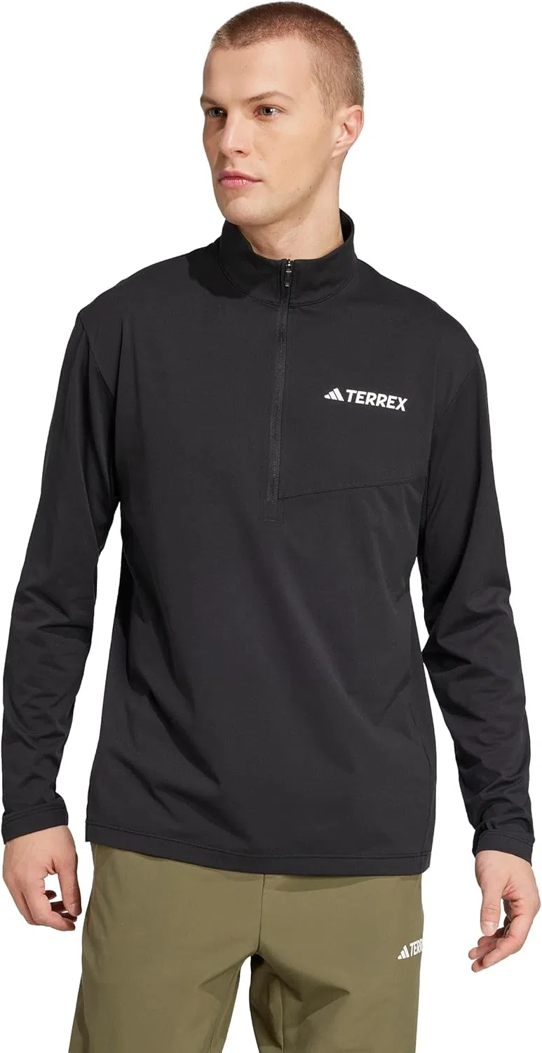 Мужская футболка с полузастежкой adidas Terrex, черный — фото 2