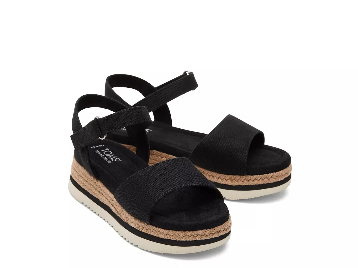Сандалии на танкетке эспадрильи TOMS Diana - детские, черные — фото 2