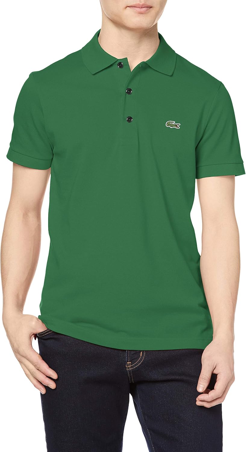 

Официальная мужская поло-рубашка LACOSTE приталенного кроя, однотонная (с коротким рукавом), хаки