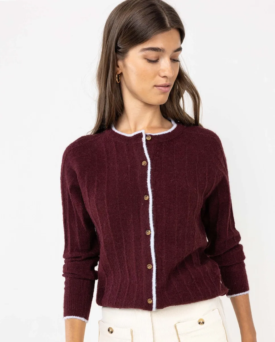 

Женский однотонный кардиган на пуговицах El Ganso, бордовый