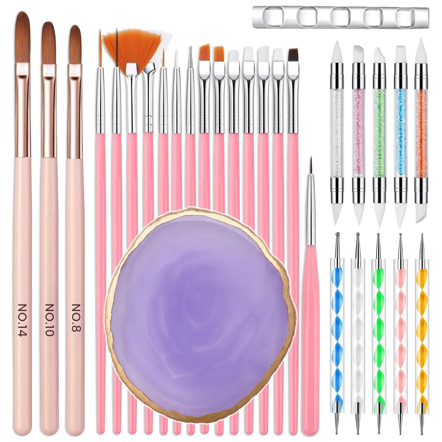 Набор кистей для гелевых ногтей из 31 предмета Yokilly, 31Pcs-Pink