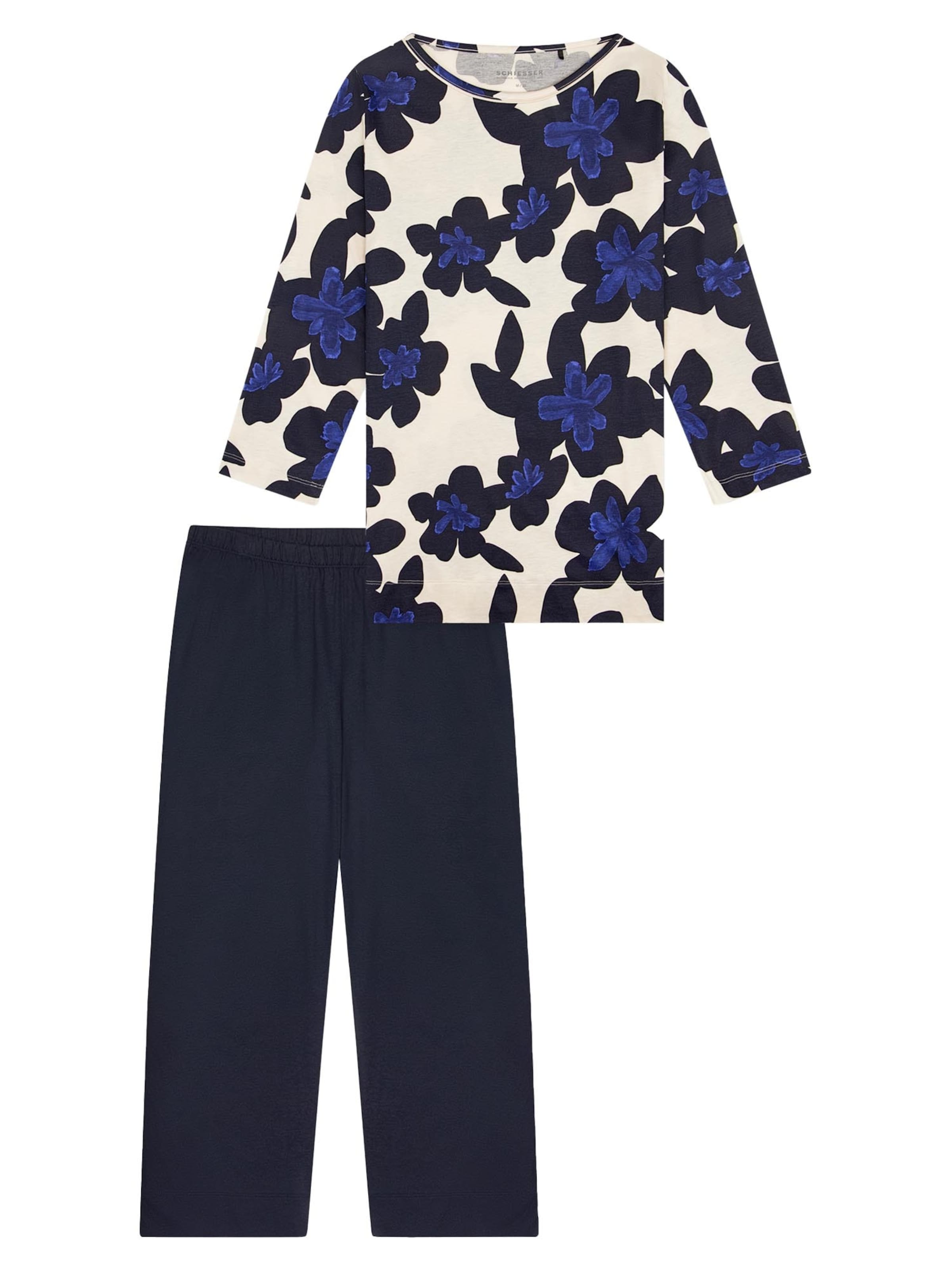 

SCHIESSER Пижама 'Comfort' в цвете слоновая кость, темно-синий