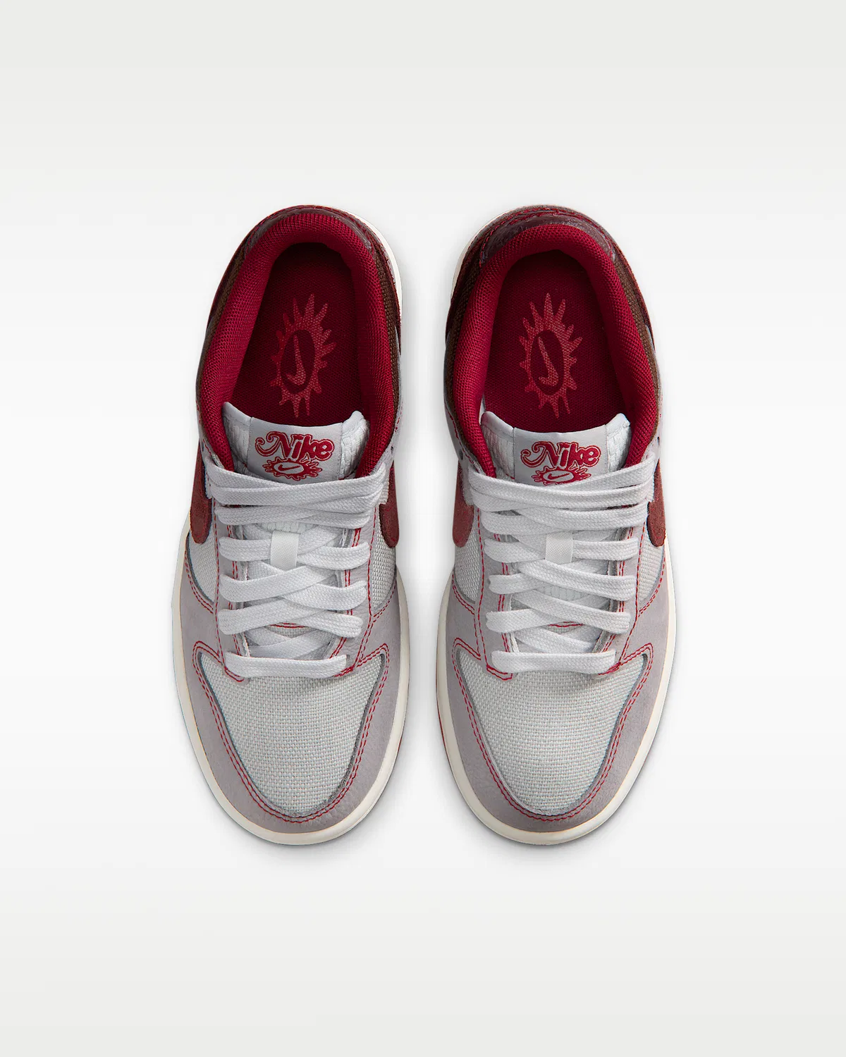 Детские кроссовки Nike Dunk Low LV8 1, Pure Platinum/Wolf Grey/Team Red/Burgundy Crush — фото 4