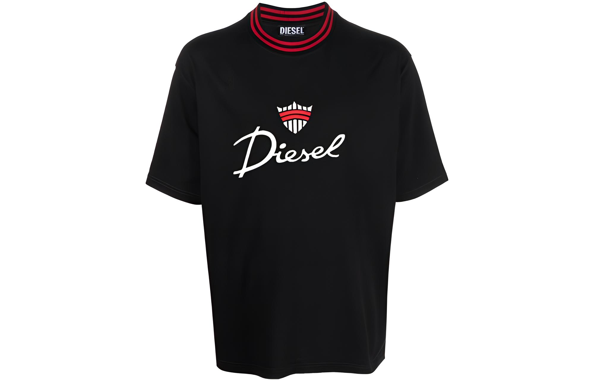 

Футболка из хлопка с вышитым логотипом DIESEL, черный