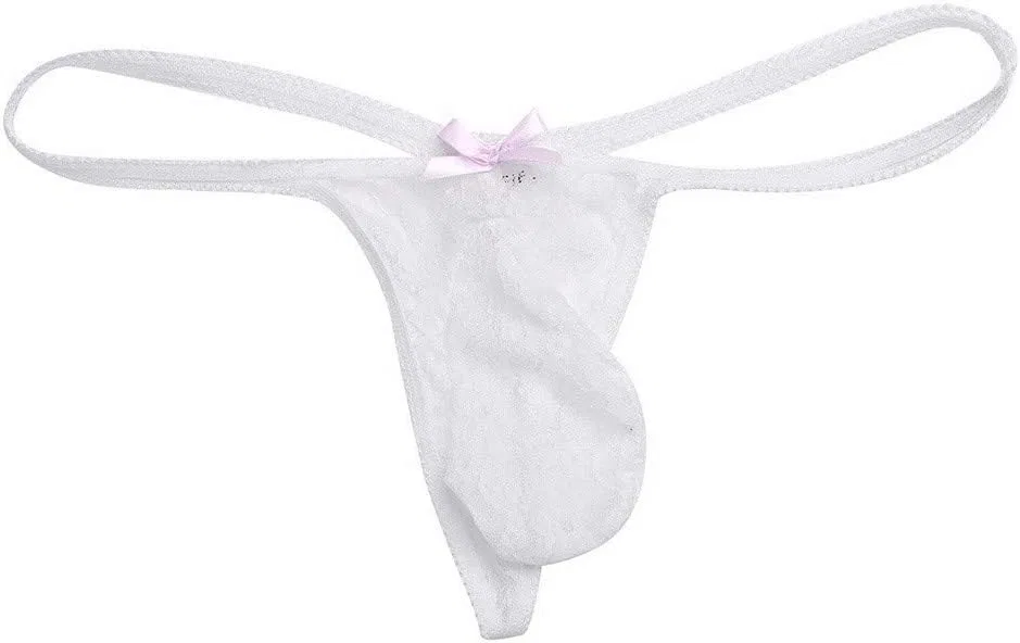 Трусы G-String, кружевные, White — фото 4