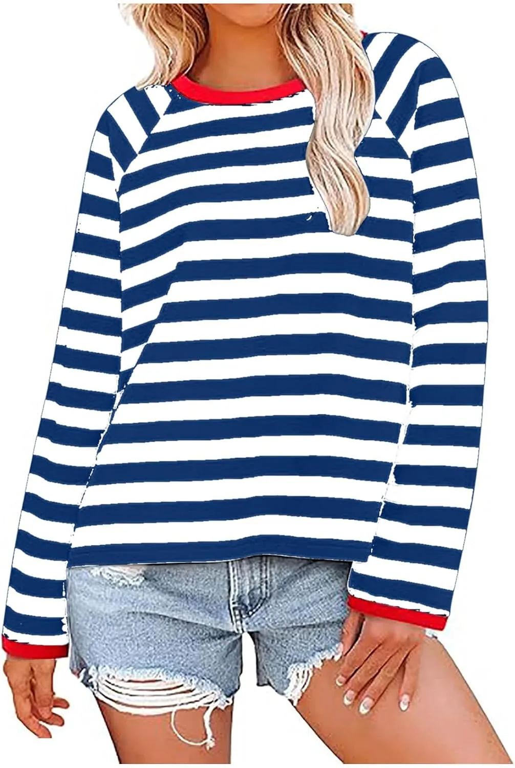 

Свитшот для женщин 2024, лонгслив с цветными блоками и полосками, свободный