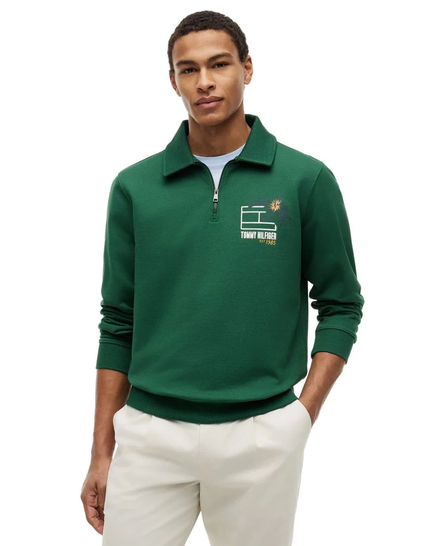Мужская летняя футболка с цветочным принтом Tommy Hilfiger, Street Green