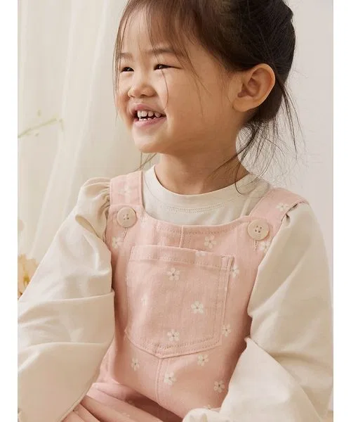 Комбинезон Josie Floral Trinket из хлопка с вышивкой, светло-розовый — фото 3