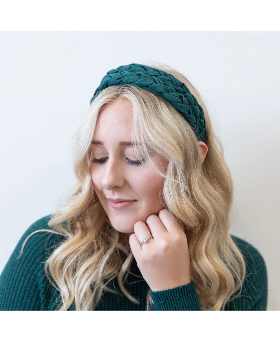 Headbands of Hope Женская повязка на голову с косичками «Blushing Braid» - темно-зеленая — фото 3