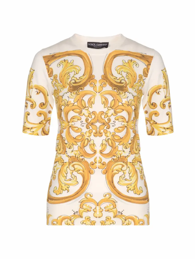 

Футболка из вискозы с принтом Majolica Dolce&Gabbana, мультиколор
