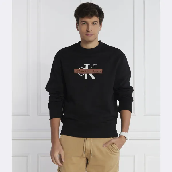 Толстовка обычного кроя с монологом и трафаретом Calvin Klein, черный — фото 2