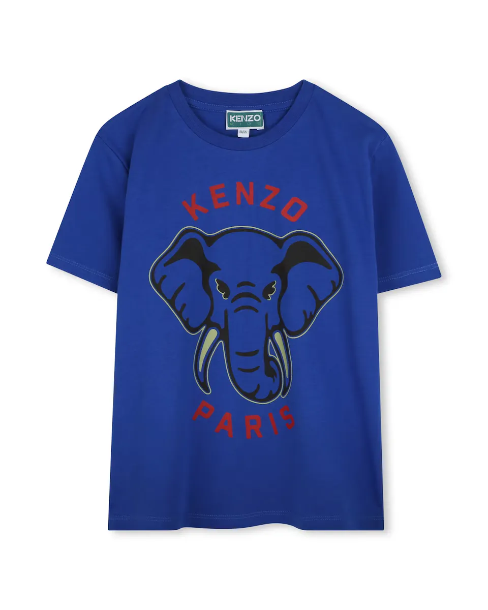 

Синяя футболка из хлопка Kenzo Kids, синий индиго