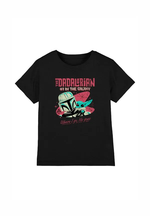 Футболка с принтом star wars 1 dad retro dadalorian where i go Star Wars, Black