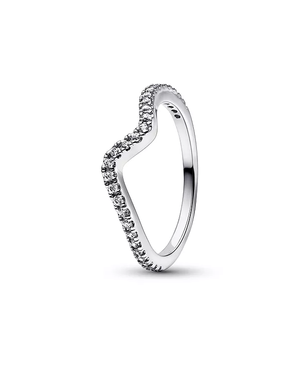 

Кольцо с вечной сверкающей волной из кубического циркония Pandora, silver