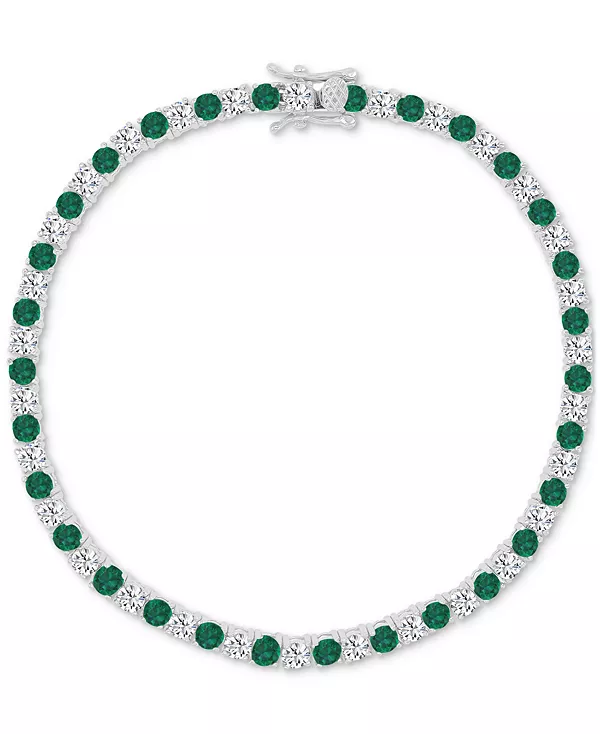 

Браслет из стерлингового серебра с круглыми кубическими цирконами Macy'S, green