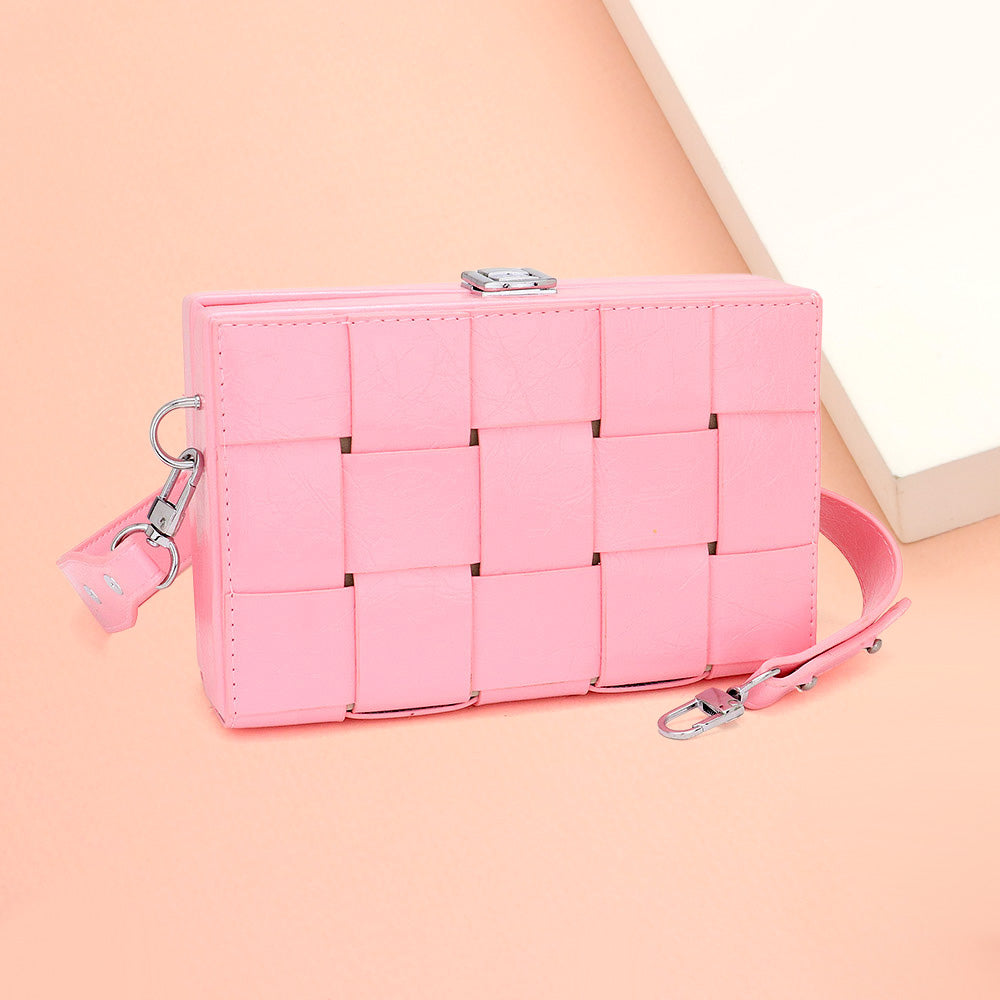 

Искусственная кожа плетеная квадратная сумка-кроссбоди FASHNZFAB, розовый