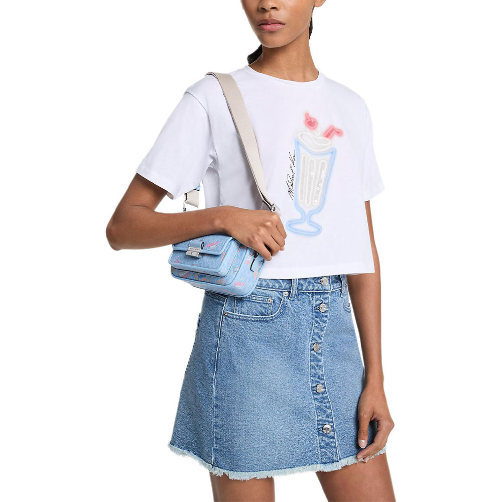 

Футболка из хлопка с пайетками и принтом MICHAEL KORS, белый