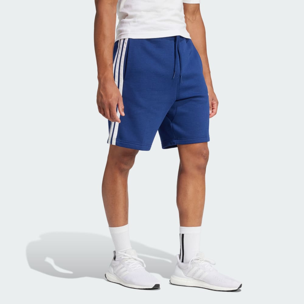 Шорты Adidas Essentials 3-Stripes Fleece Shorts, цвет Dark Blue/White — фото 3