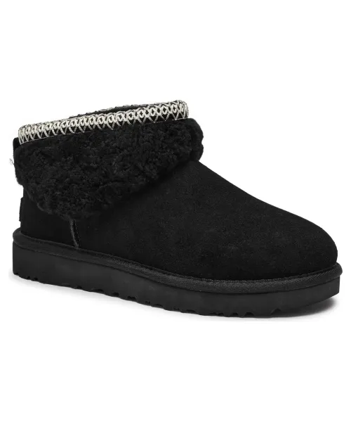 Кожаные макси-кудрявые зимние ботинки Ugg, черный
