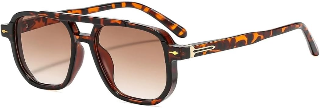 

Солнцезащитные очки для мужчин и женщин - защита UV400 - двойная перемычка, большая оправа, градиентные линзы, для занятий спортом на открытом воздухе и вождения DSVIGF, Leopard