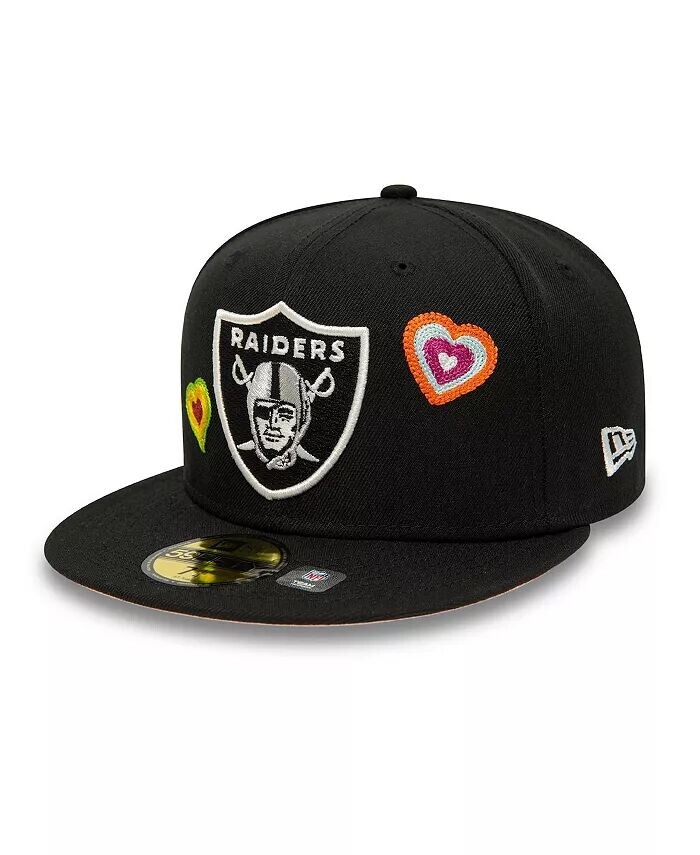 

Черная мужская приталенная шляпа Las Vegas Raiders Chain Stitch Heart 59FIFTY New Era
