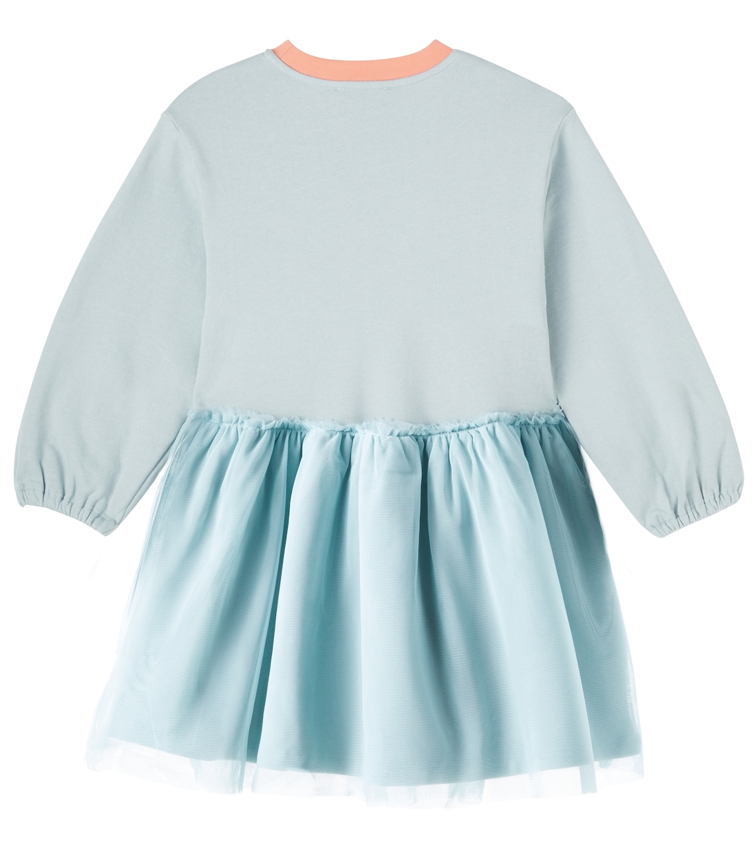 Платье из вышитого хлопкового джерси и тюля Stella McCartney Kids, серый — фото 3