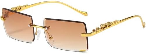 

Солнцезащитные очки без оправы прямоугольной формы для женщин и мужчин. Модные новые солнцезащитные очки для женщин. Очки-маски с защитой от УФ-излучения UV400 MTZJH, Gradient Brown