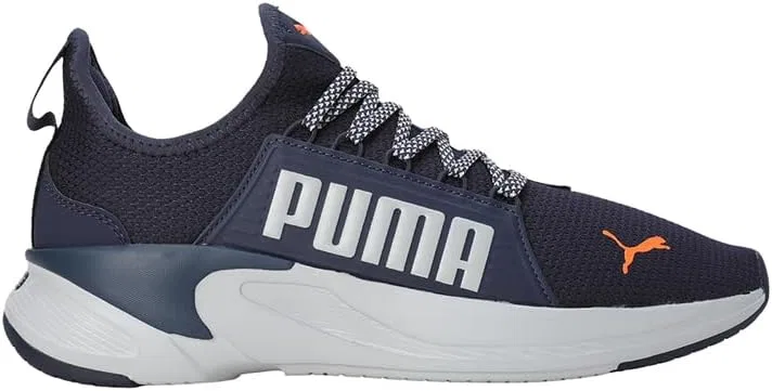 Мужские беговые кроссовки PUMA Softride Premier Slip On с широкой колодкой, Navy Platinum Gray Ultra Orange — фото 3