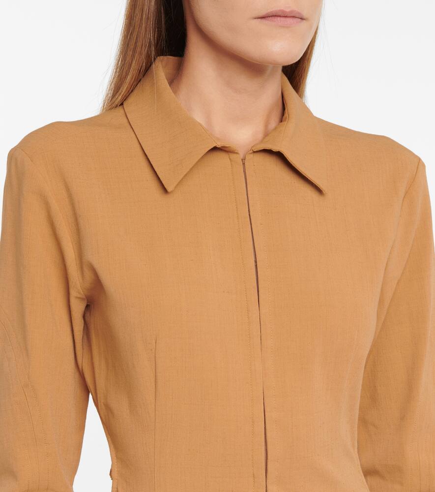 Платье макси Obiou из льняной смеси Jacquemus, Camel  213dr21-213 107820 — фото 4