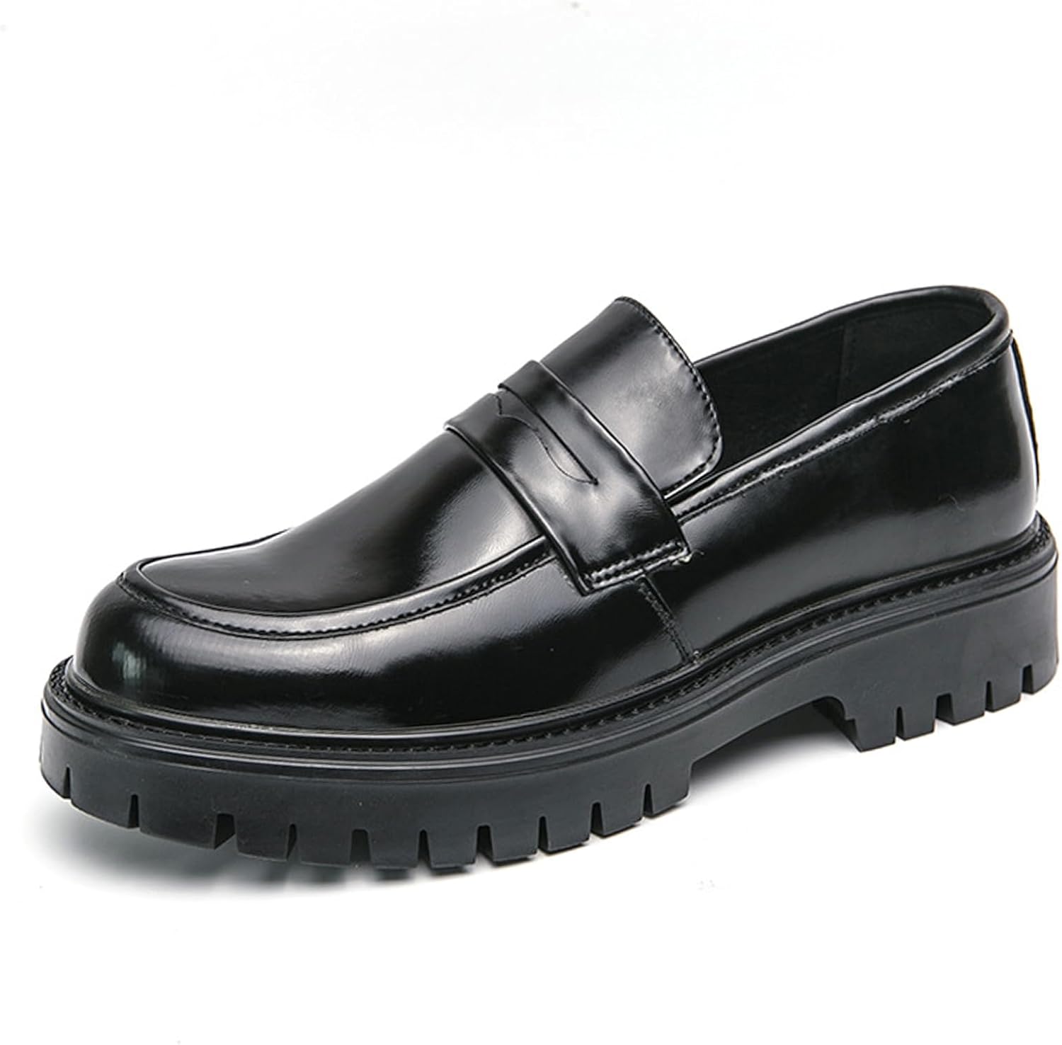 

Мужские мягкие кожаные платформенные лоферы Penny Locafers с круглым носком и массивным каблуком, деловая повседневная туфли с нескользящей подошвой, толстая подошва, лоферы для движения с высоким носком Galonfulty, черный